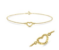 Gold Plated Heart Rope Silver Bracelet BRS-134-GP